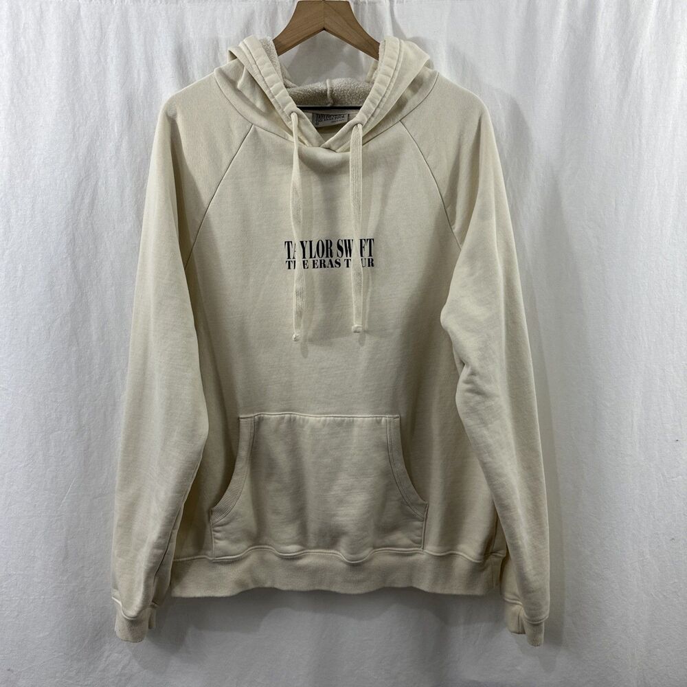 Taylor Swift The Eras Tour Beige Hoodie Womens Size M Pullover Photos Oversized